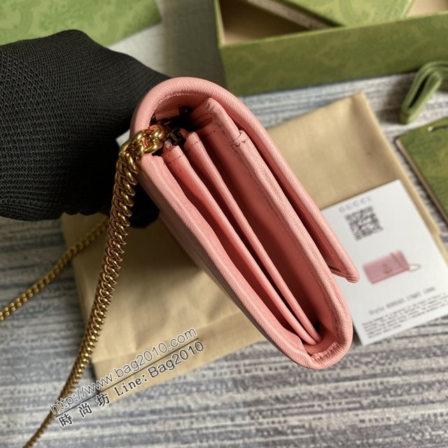 Gucci新款女包 古馳WOC粉色全皮小挎包 竹節鎖扣 Gucci2021新款鏈條錢包 658243  ydg3029